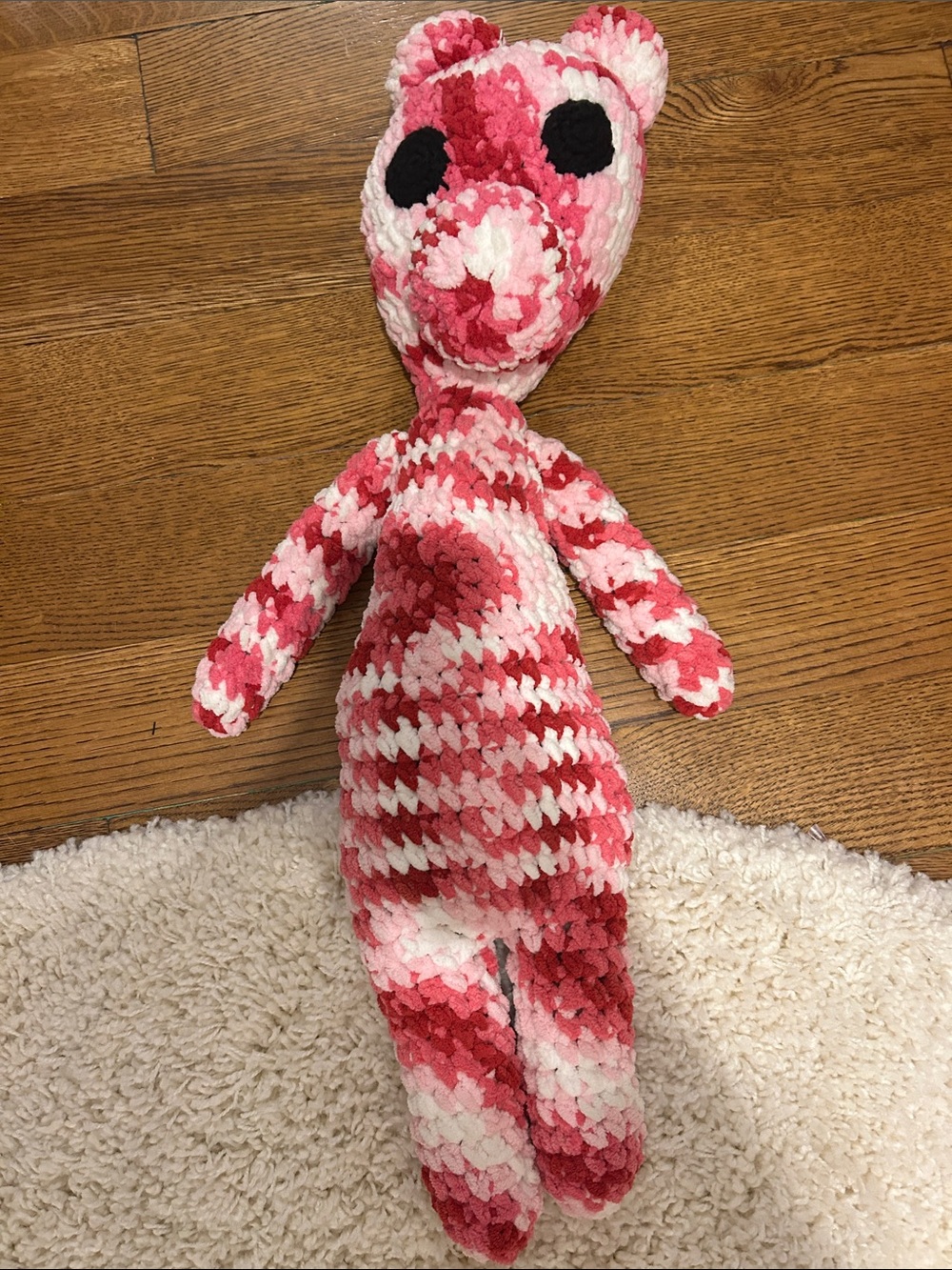 (WILL NEGOTIATE) Giant Handmade crocheted  bear in Pink & White Mix